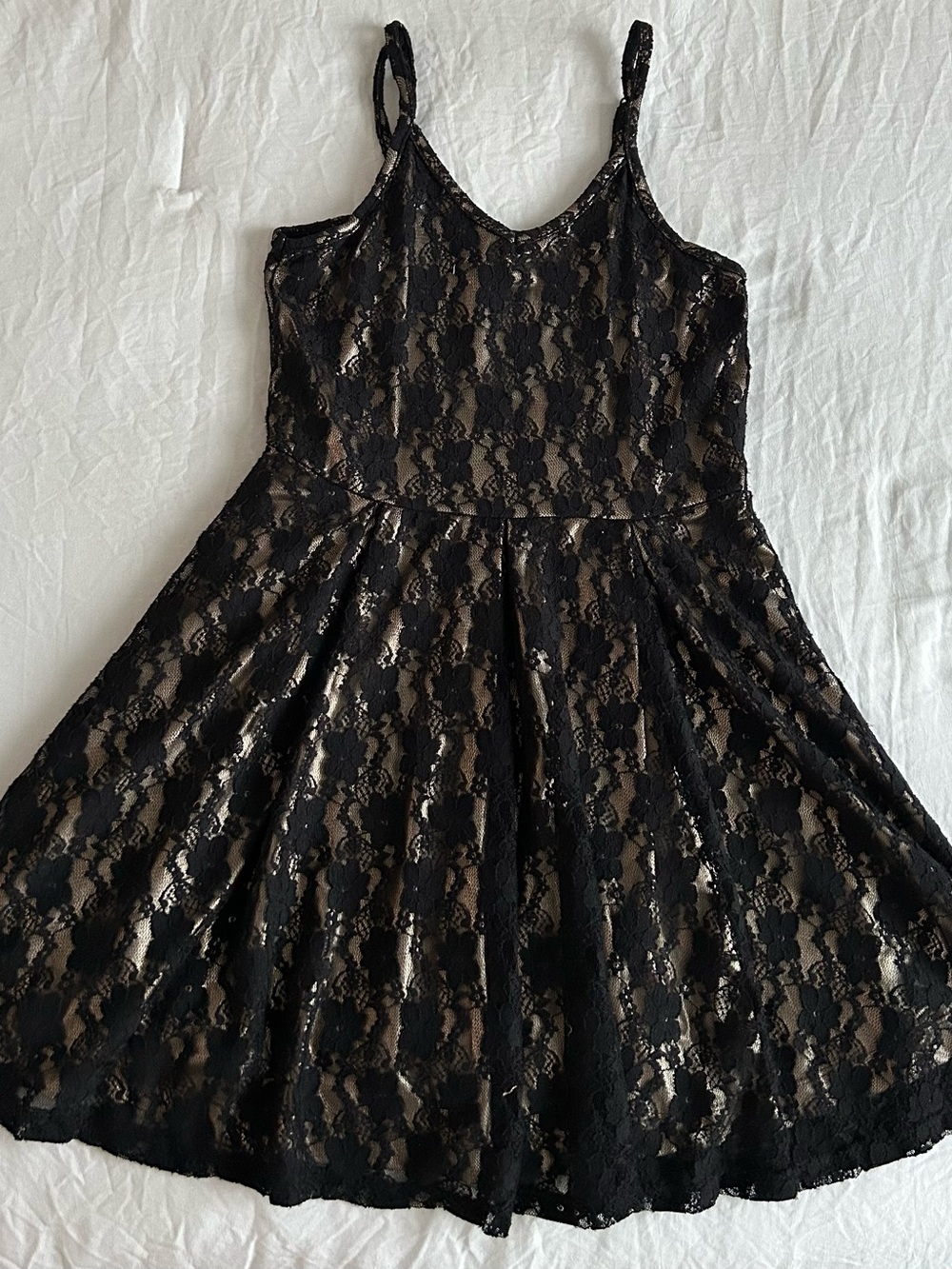 btween Black Lace Overlay Formal Dress with Nude Lining - Picture 1 of 6